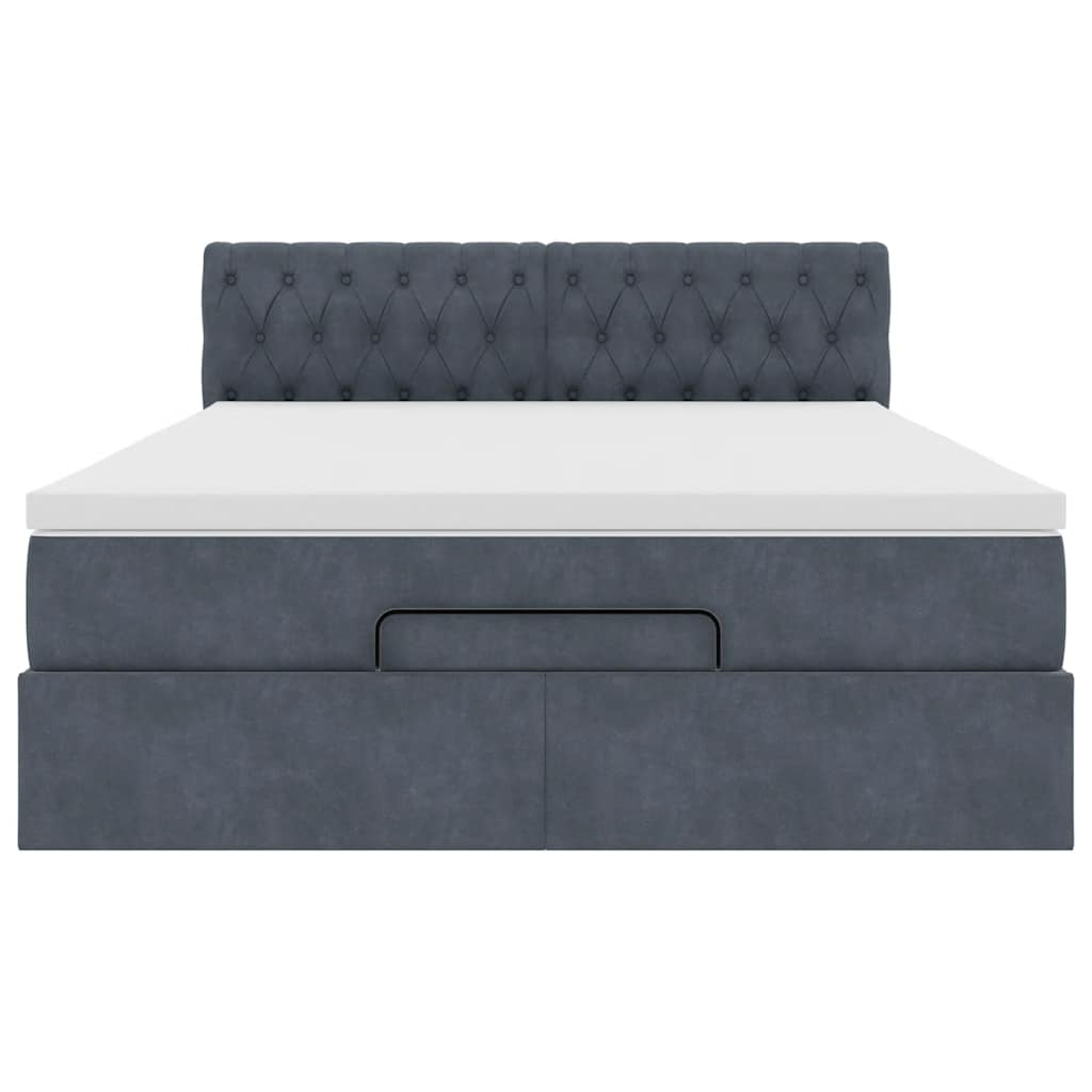 Struttura Letto Pouf con Materasso 140x190 cm Velluto