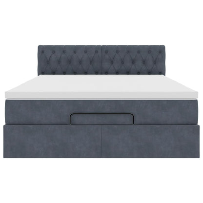 Struttura Letto Pouf con Materasso 140x190 cm Velluto