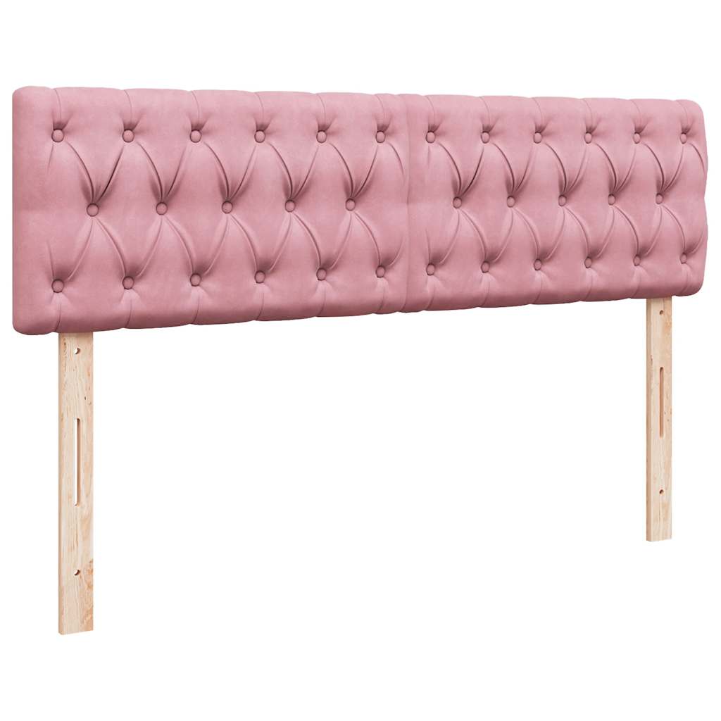 Struttura Letto Pouf con Materasso Rosa 140x190 cm in Velluto