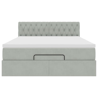 Struttura Letto Pouf con Materasso 140x200 cm in Velluto