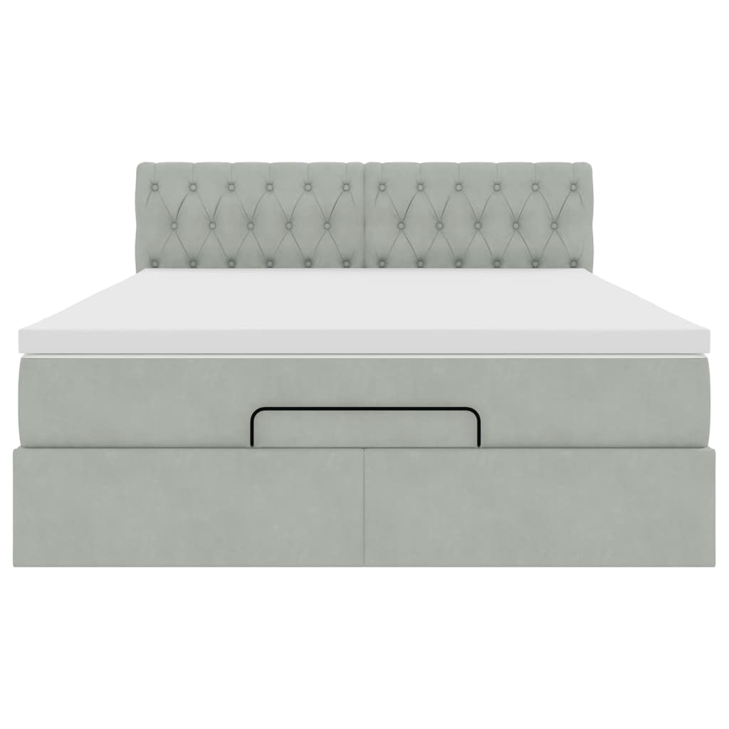 Struttura Letto Pouf con Materasso 140x200 cm in Velluto