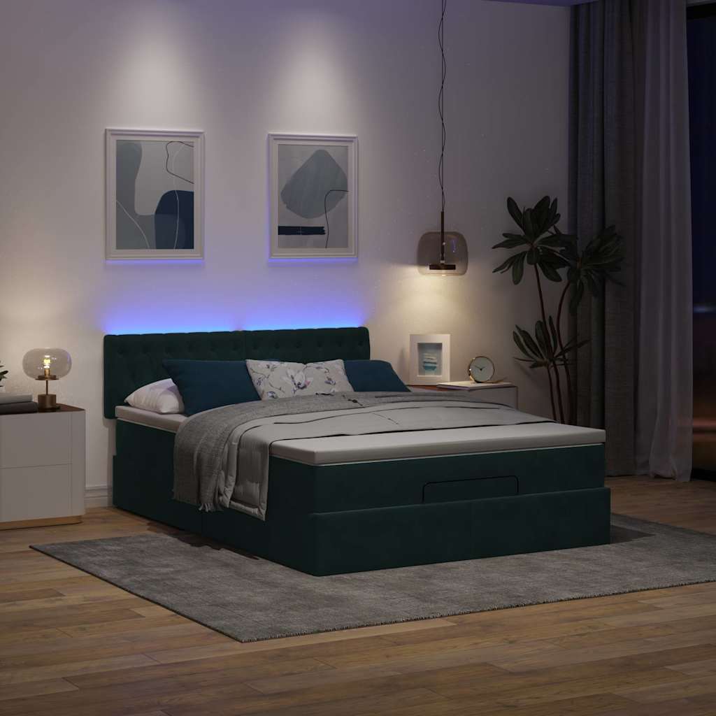 Struttura Letto Pouf con Materasso 140x200 cm in Velluto | homemem39