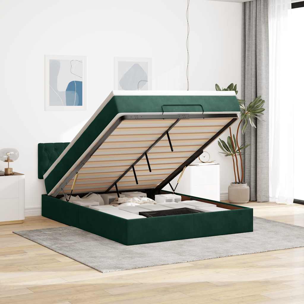 Struttura Letto Pouf con Materasso 140x200 cm in Velluto | homemem39
