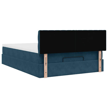 Struttura Letto Pouf con Materasso Blu 140x200cm in Velluto