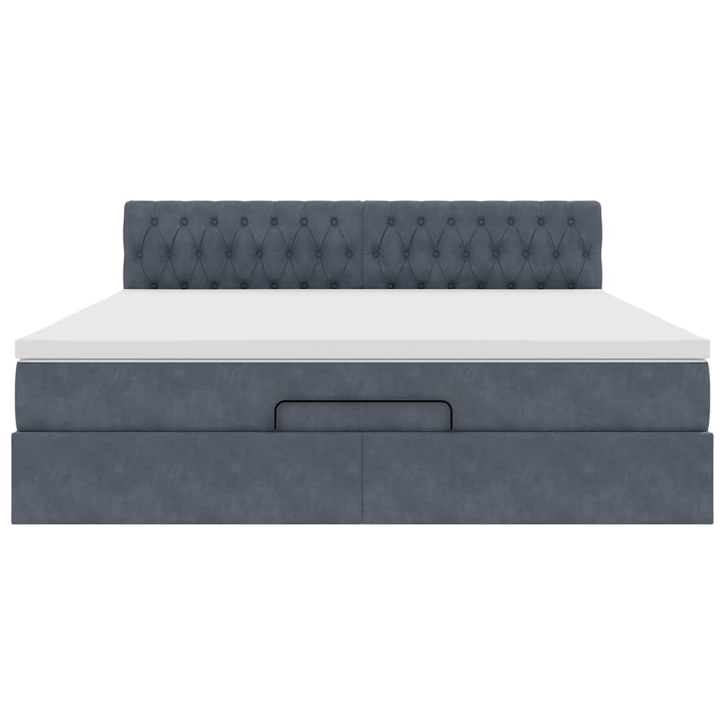 Struttura Letto Pouf con Materasso 160x200 cm in Velluto | homemem39