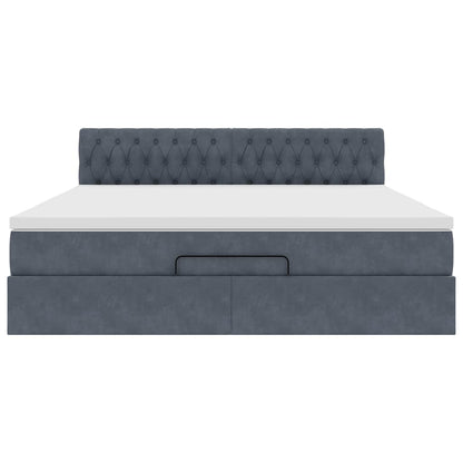 Struttura Letto Pouf con Materasso 160x200 cm in Velluto | homemem39