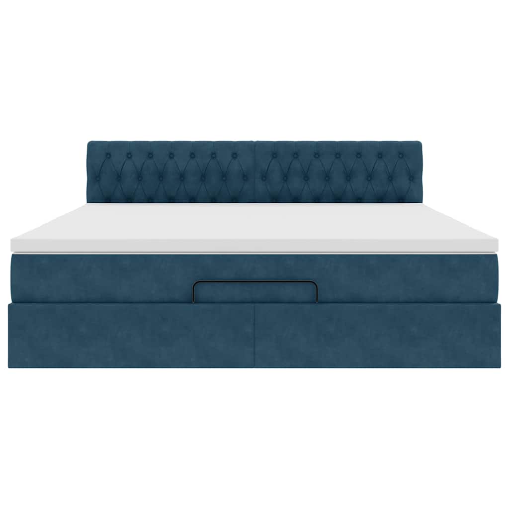 Struttura Letto Pouf con Materasso 160x200 cm in Velluto | homemem39