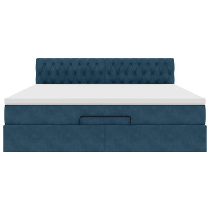 Struttura Letto Pouf con Materasso 160x200 cm in Velluto
