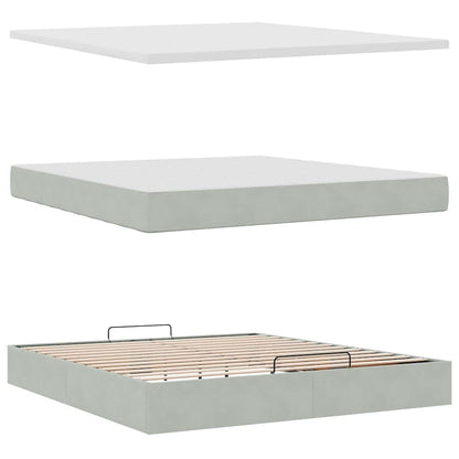 Struttura Letto Pouf con Materasso 180x200 cm in Velluto | homemem39