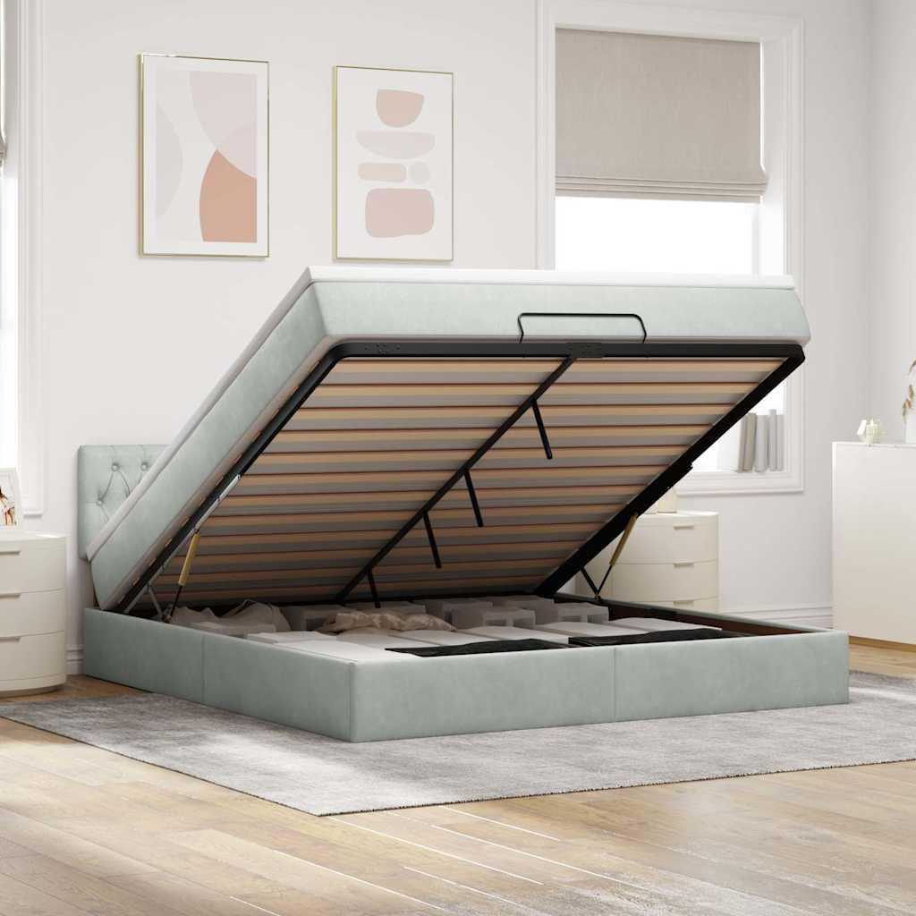 Struttura Letto Pouf con Materasso 180x200 cm in Velluto | homemem39