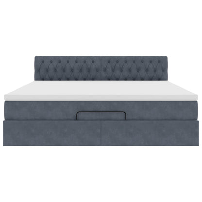 Struttura Letto Pouf con Materasso 180x200 cm in Velluto | homemem39