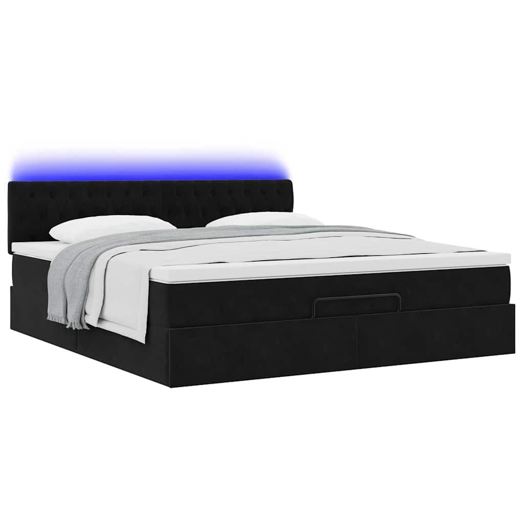 Struttura Letto Pouf con Materassi Nero 200x200 cm Velluto | homemem39