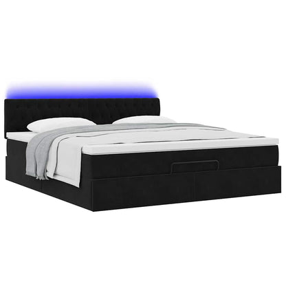 Struttura Letto Pouf con Materassi Nero 200x200 cm Velluto | homemem39