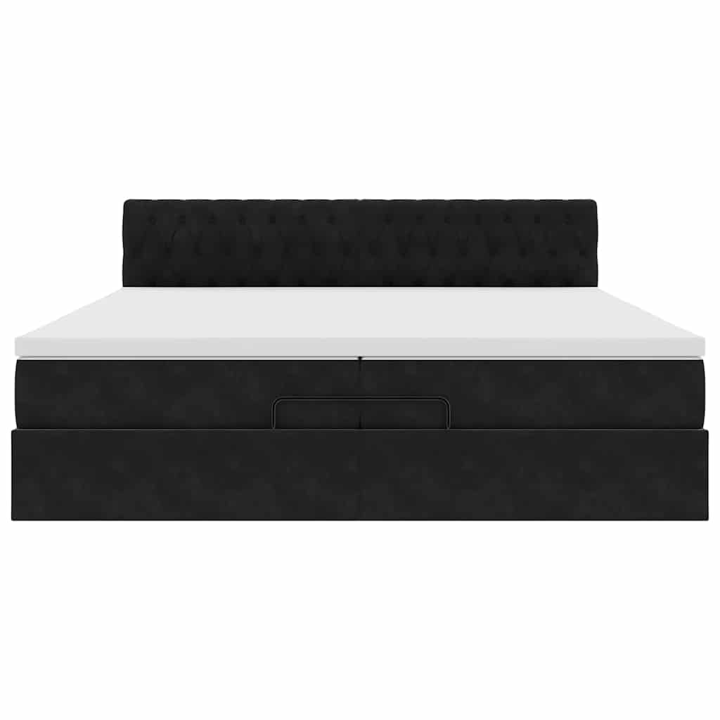 Struttura Letto Pouf con Materassi Nero 200x200 cm Velluto | homemem39