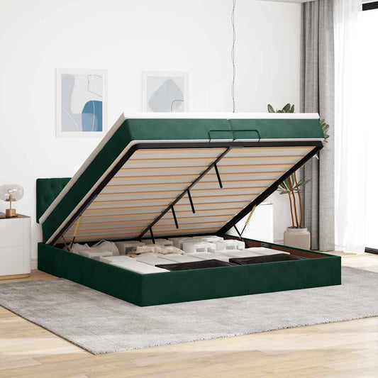 Struttura Letto Pouf con Materassi 200x200 cm Velluto | homemem39