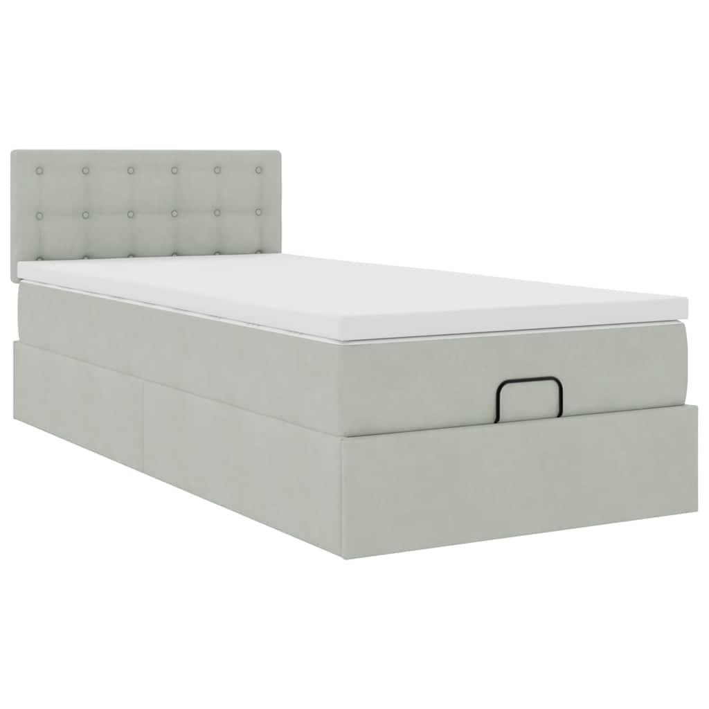 Struttura Letto Pouf con Materasso 80x200 cm in Velluto | homemem39