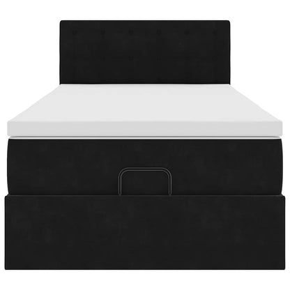 Pouf Letto con Materasso e LED Nero 80x200cm in Velluto