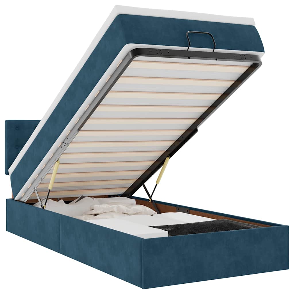 Pouf Letto con Materasso e LED Blu Scuro 80x200cm in Velluto | homemem39