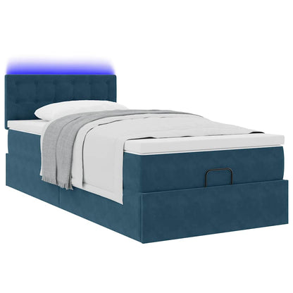 Pouf Letto con Materasso e LED Blu Scuro 80x200cm in Velluto | homemem39