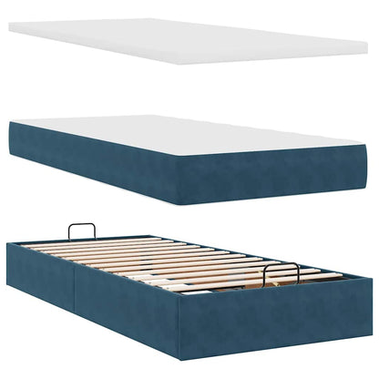 Pouf Letto con Materasso e LED Blu Scuro 80x200cm in Velluto | homemem39