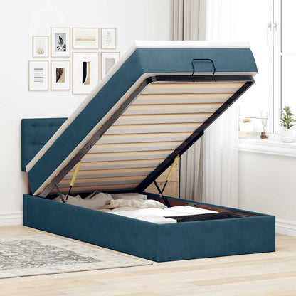 Pouf Letto con Materasso e LED Blu Scuro 80x200cm in Velluto | homemem39