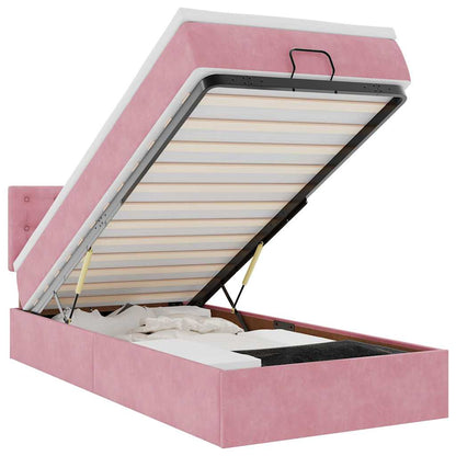 Pouf Letto con Materasso e LED Rosa 80x200cm in Velluto | homemem39