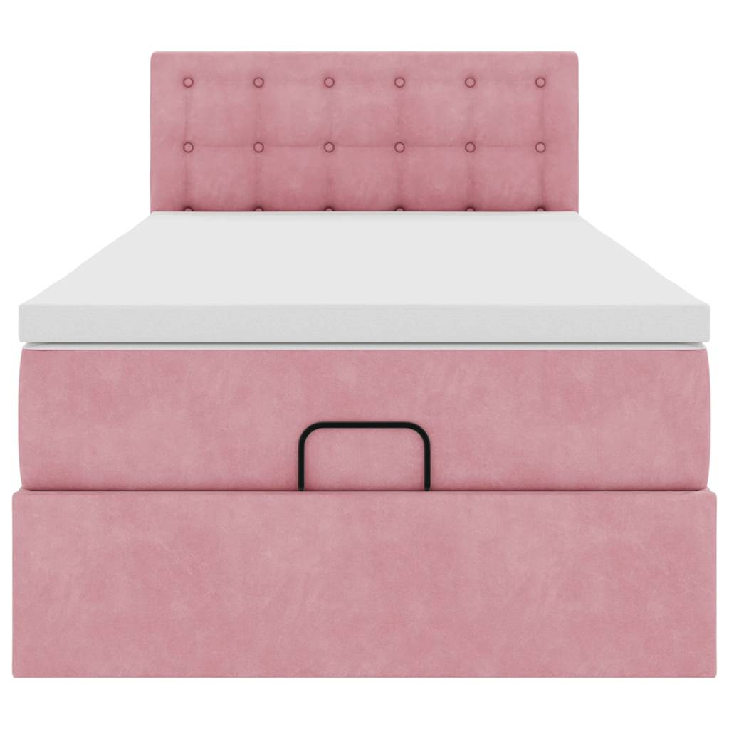 Pouf Letto con Materasso e LED Rosa 80x200cm in Velluto | homemem39