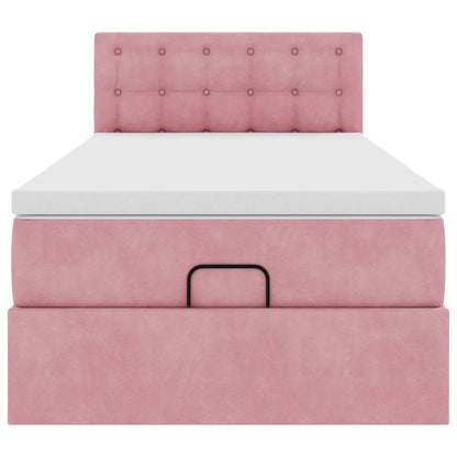 Pouf Letto con Materasso e LED Rosa 80x200cm in Velluto | homemem39