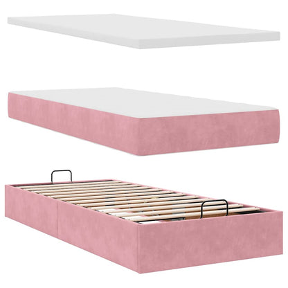 Pouf Letto con Materasso e LED Rosa 80x200cm in Velluto | homemem39