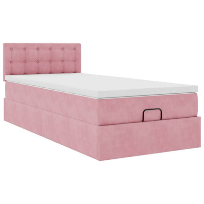 Pouf Letto con Materasso e LED Rosa 80x200cm in Velluto | homemem39