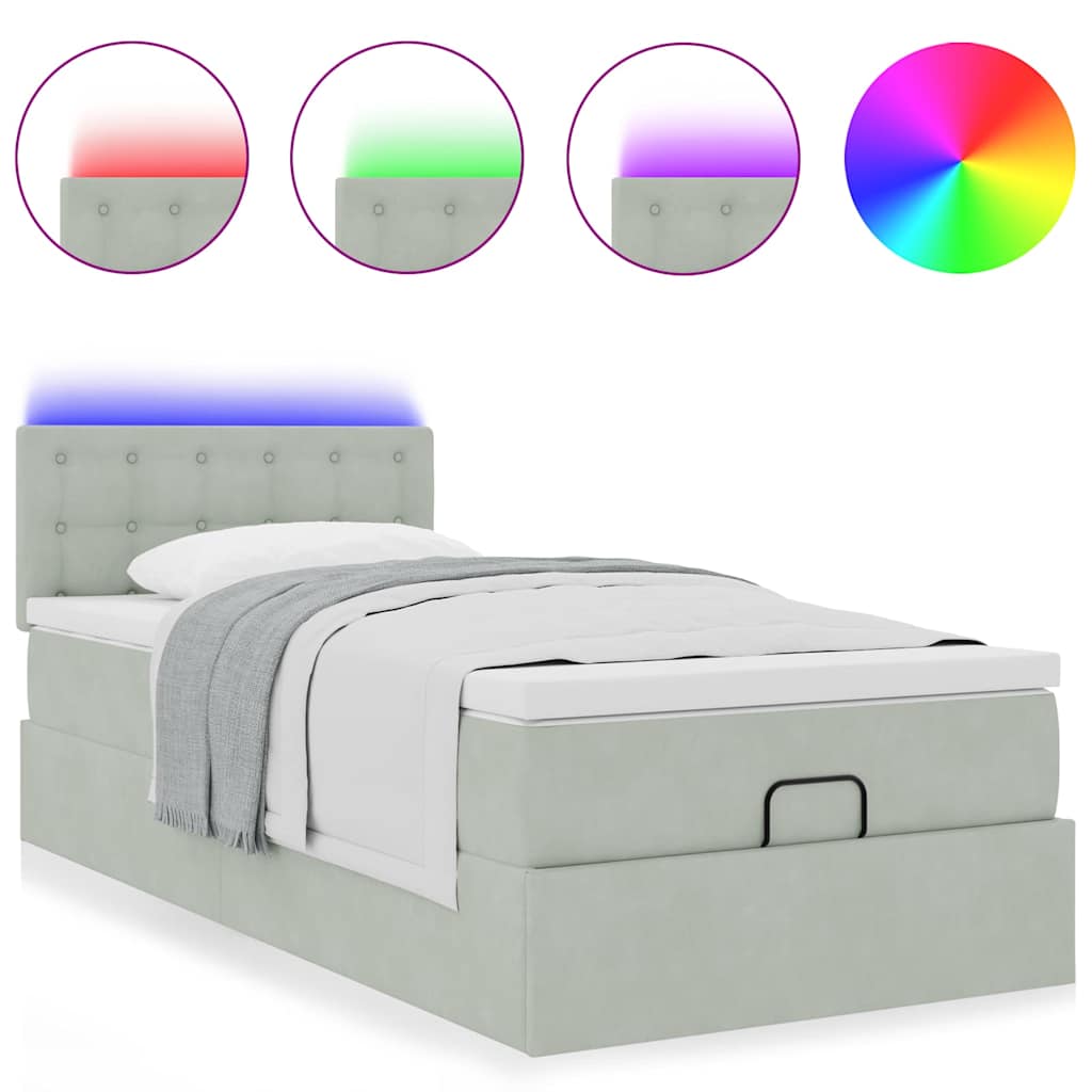 Struttura Letto Pouf con Materasso 90x190 cm in Velluto | homemem39