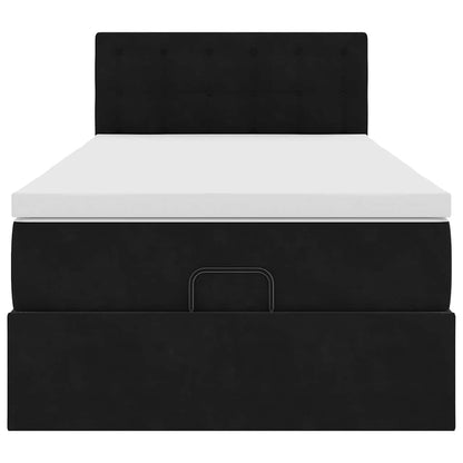 Struttura Letto Pouf con Materasso Nero 90x190 cm in Velluto | homemem39