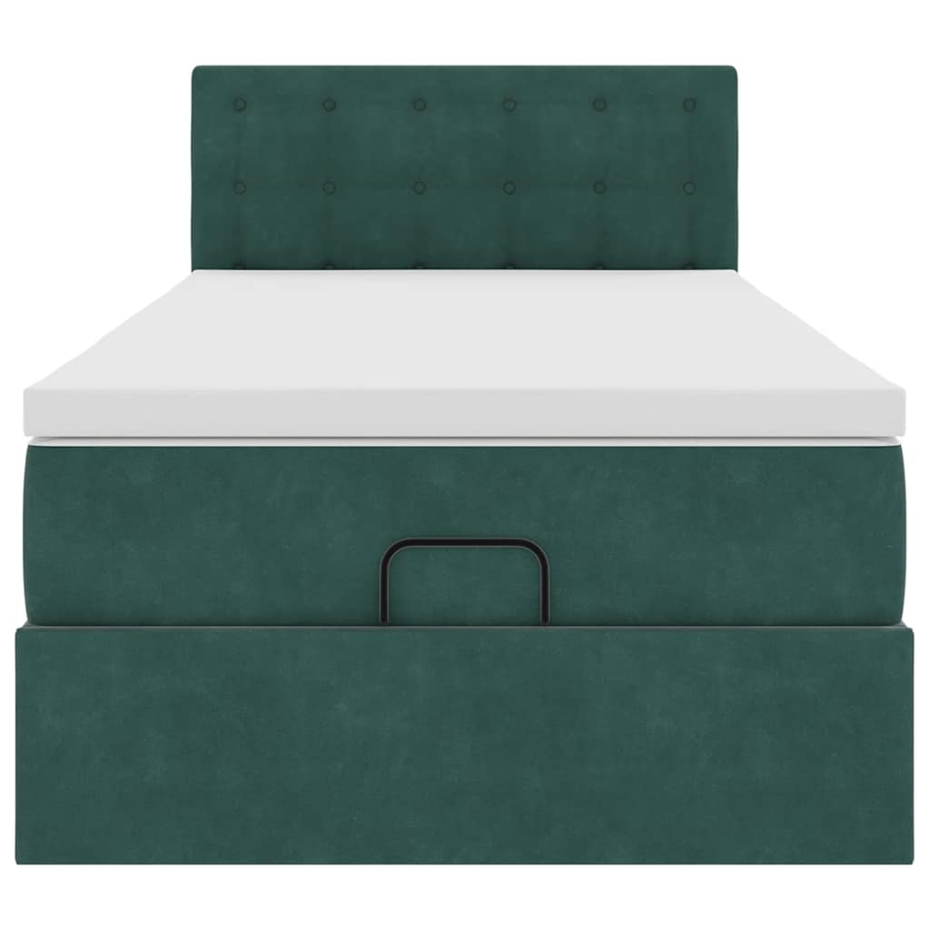 Pouf Letto con Materasso e LED Verde Scuro 90x200cm in Velluto - homemem39