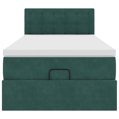 Pouf Letto con Materasso e LED Verde Scuro 90x200cm in Velluto - homemem39