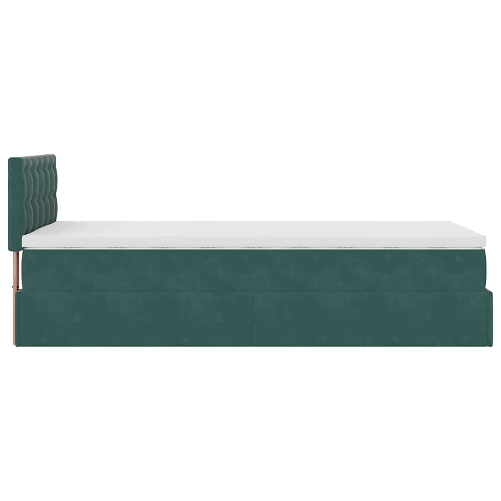 Pouf Letto con Materasso e LED Verde Scuro 90x200cm in Velluto - homemem39