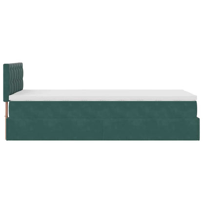 Pouf Letto con Materasso e LED Verde Scuro 90x200cm in Velluto - homemem39