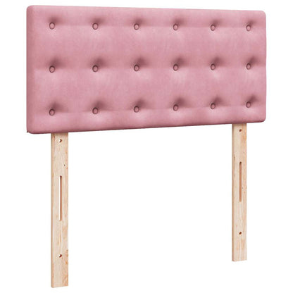 Struttura Letto Pouf con Materasso Rosa 90x200 cm in Velluto