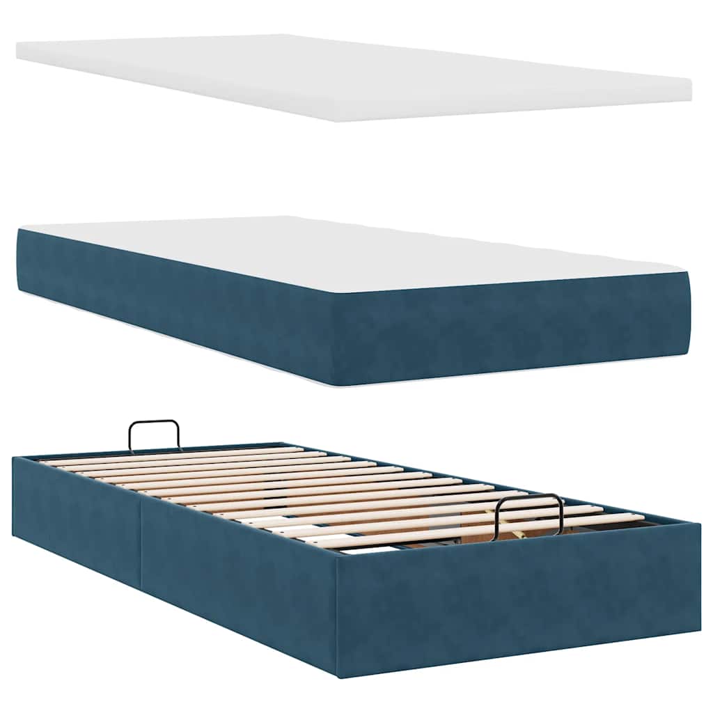 Struttura Letto Pouf con Materasso 100x200 cm Velluto