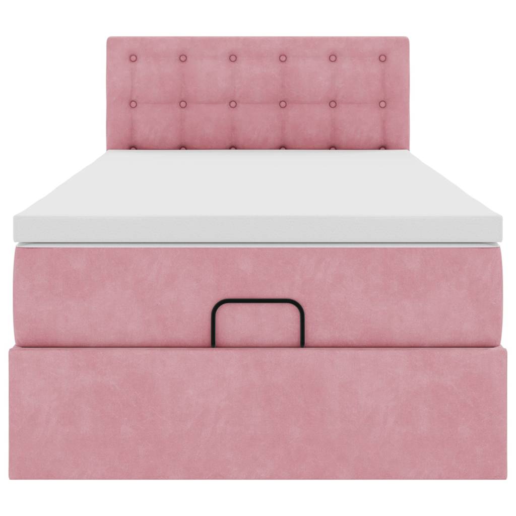 Struttura Letto Pouf con Materasso Rosa 100x200 cm Velluto - homemem39