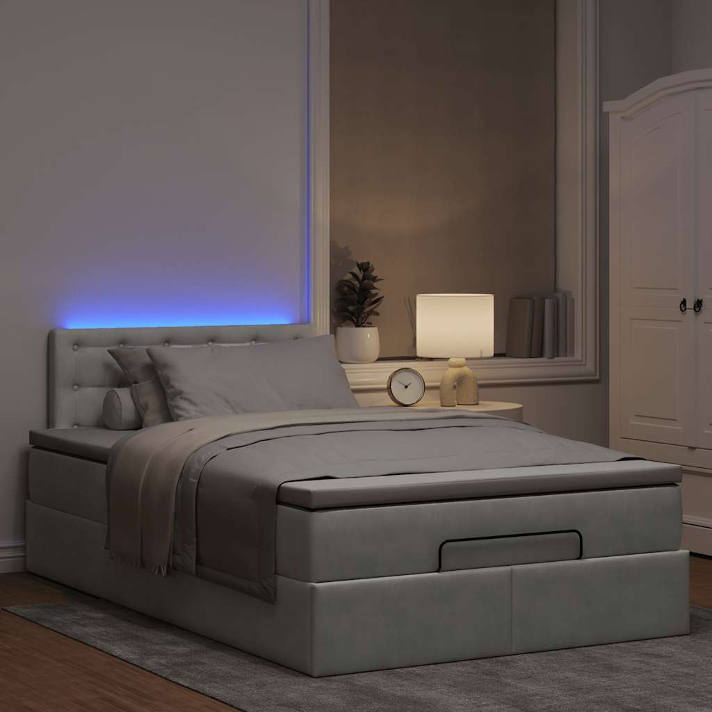 Pouf Letto con Materasso e LED Grigio Chiaro 120x190cm Velluto | homemem39