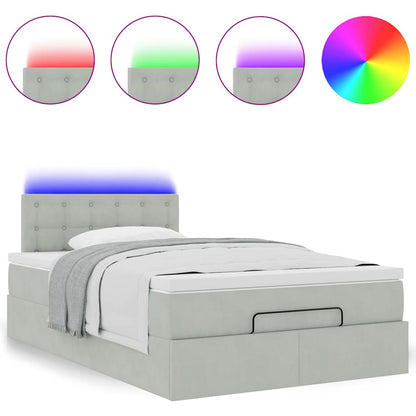 Pouf Letto con Materasso e LED Grigio Chiaro 120x190cm Velluto | homemem39