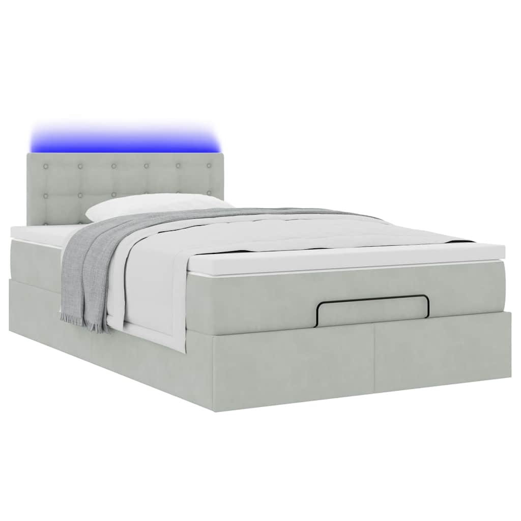 Pouf Letto con Materasso e LED Grigio Chiaro 120x190cm Velluto | homemem39