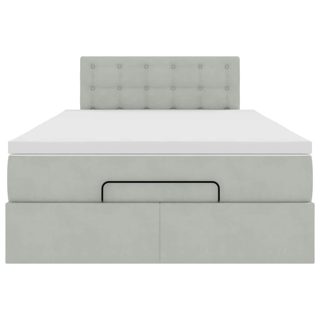 Pouf Letto con Materasso e LED Grigio Chiaro 120x190cm Velluto | homemem39