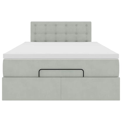 Pouf Letto con Materasso e LED Grigio Chiaro 120x190cm Velluto | homemem39