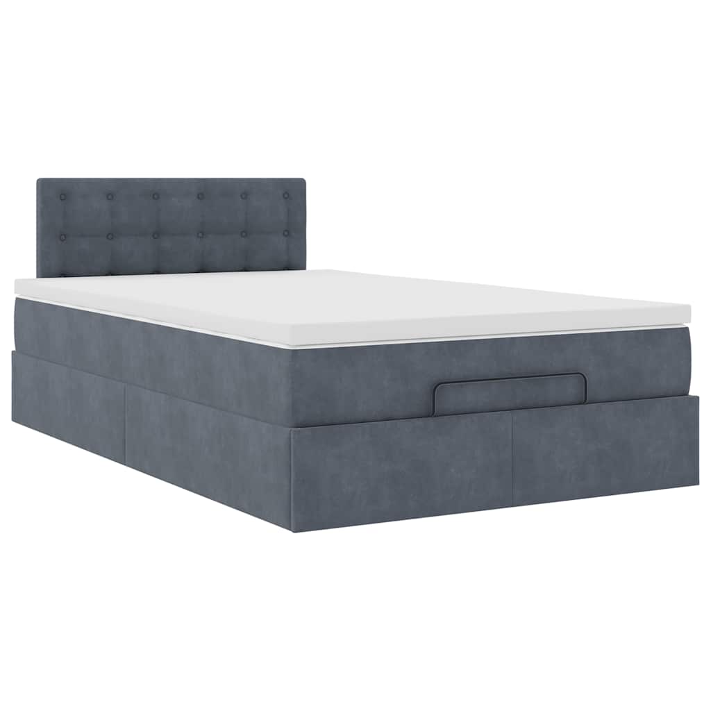 Pouf Letto con Materasso e LED Grigio Scuro 120x190cm Velluto | homemem39