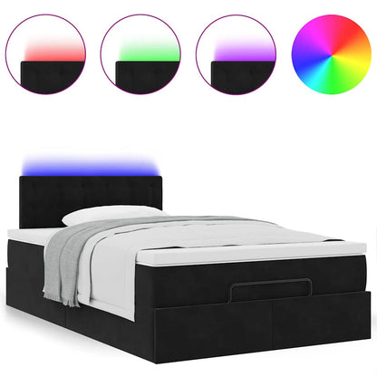 Pouf Letto con Materasso e LED Nero 120x190cm in Velluto | homemem39