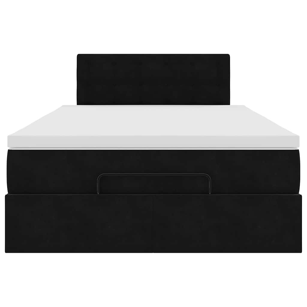 Pouf Letto con Materasso e LED Nero 120x190cm in Velluto | homemem39
