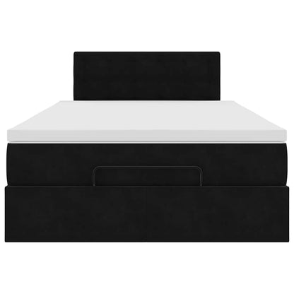 Pouf Letto con Materasso e LED Nero 120x190cm in Velluto | homemem39