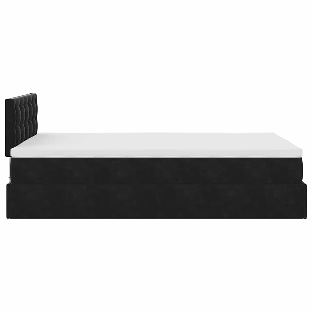Pouf Letto con Materasso e LED Nero 120x190cm in Velluto | homemem39