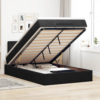 Pouf Letto con Materasso e LED Nero 120x190cm in Velluto | homemem39